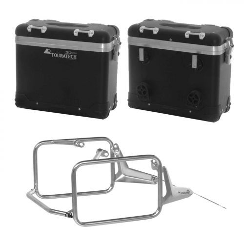 ZEGA Pro aluminium pannier system "And-Black" 31/31 litres with stainless steel rack for BMW R1300GS
