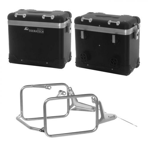 ZEGA Pro aluminium pannier system "And-Black" 38/38 litres with stainless steel rack for BMW R1300GS