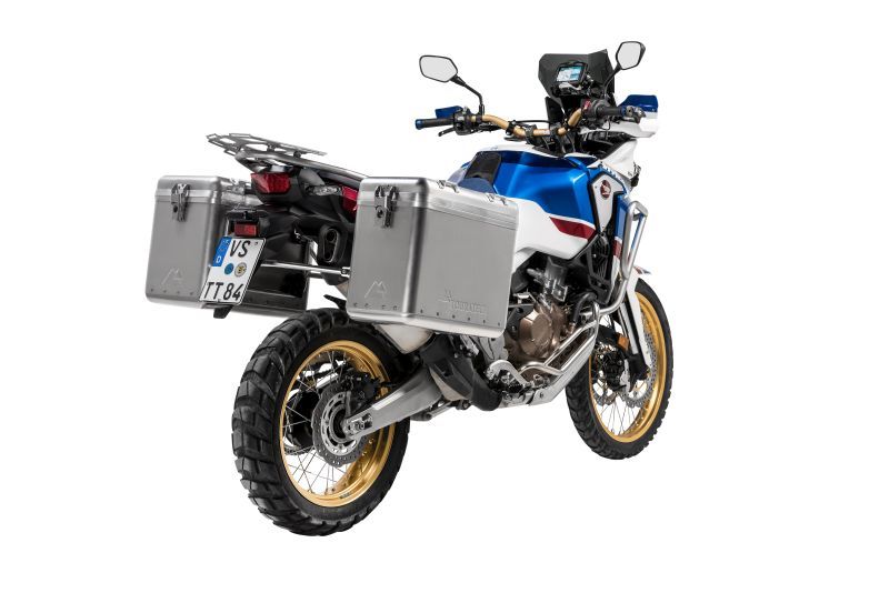 ZEGA Mundo aluminium pannier system 38/45 litres with stainless steel rack for Honda CRF1000L Africa Twin (2018-) / CRF1000L Adventure Sports
