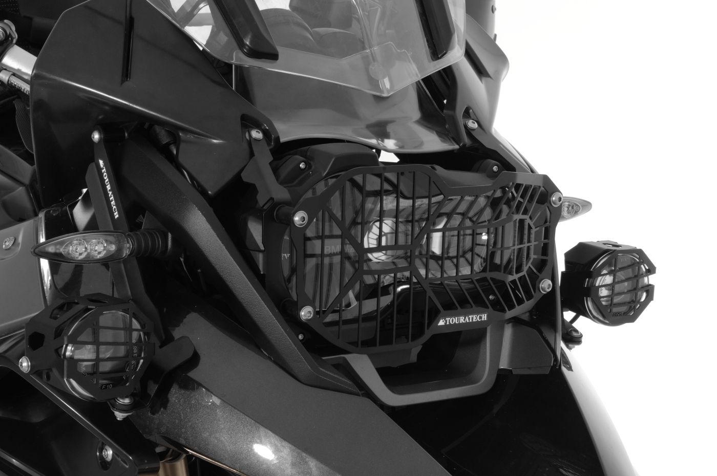 Stainless steel black headlight protector with quick release fastener for LED headlight, for BMW R1250GS/ R1250GS Adventure/ R1200GS from 2013/ R1200GS Adventure from 2014 *OFFROAD USE ONLY*