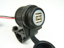 Dual USB socket for motorbikes 12-24V, for 22 mm / 25 mm handlebar